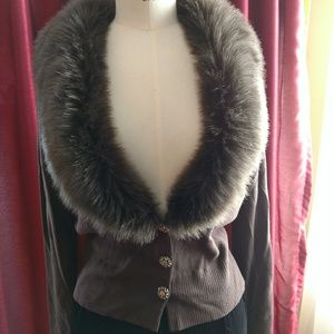 LOFT sweater with faux fur collar